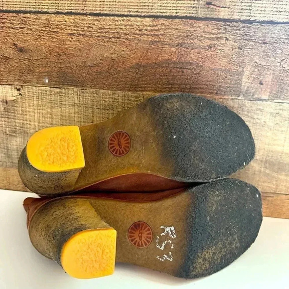 Ugg Australia Sophia Cinnamon Suede Leather Lace Up Heeled Ankle Boots - Picture 5 of 6